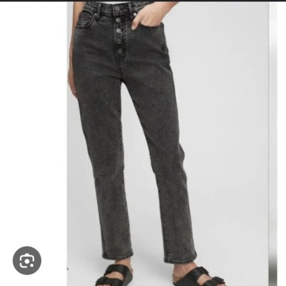Gap High Rise Button Fly Retro Vintage Slim Straight Grey Jeans 28 - Picture 1 of 10
